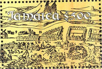 Stamp, Destruction of Port Royal by earthquake, Jamaica,  