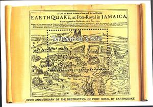 Souvenir Sheet, Destruction of Port Royal by earthquake, Jamaica,  