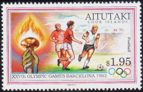 Stamp, Football, Aitutaki,  , Football (Soccer), Olympic Games, Sport