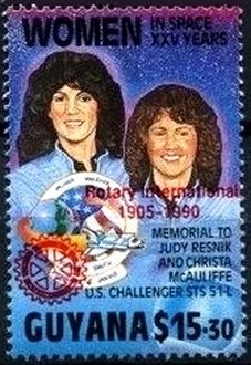Stamp, Judy Resnik and Christa McAuliffe, Guyana,  