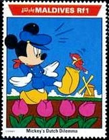 Stamp, Mickey in Holland, Maldives,  , Disney