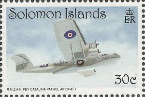 Stamp, R.N.Z.A.F. PBY Catalina Patrol Aircraft, Solomon Islands,  , Aviation, Aircraft