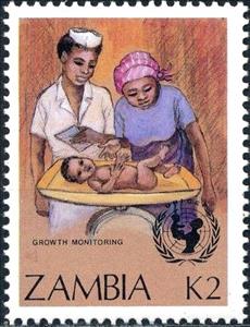 Stamp, Growth monitoring, Zambia,  , Children, Women
