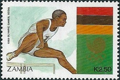 Stamp, Hurdling, Zambia,  , Athletes, Athletics, Olympic Games, Sport