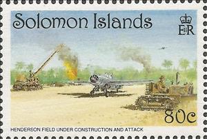 Stamp, Henderson Field Under Construction And Attack, Solomon Islands,  , Aviation, Aircraft