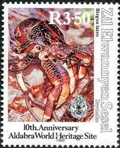 Stamp, Birgus latro, Seychelles,  , Animals (Fauna), Crustaceans