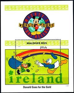 Souvenir Sheet, Donald in Ireland, Maldives,  , Disney
