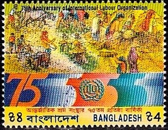Stamp, People, oxen working in fields, Bangladesh,  