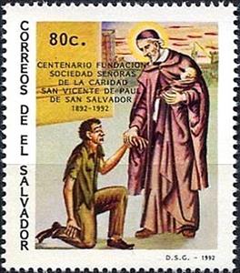 Stamp, HI. Vincent de Paul, El Salvador,  