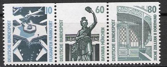 Se-tenant, Se-tenant 10 + 60 + 80 Pf., Germany, Federal Republic,  