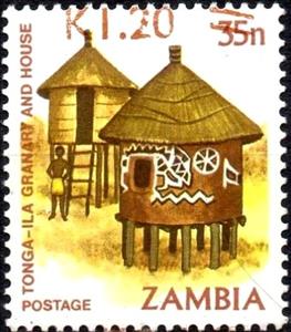 Stamp, Tonga-ila Granary and House, Zambia,  