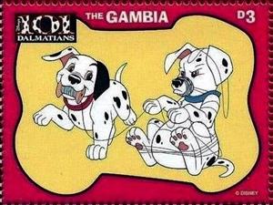 Stamp, Mischievous puppies, Gambia,  , Disney