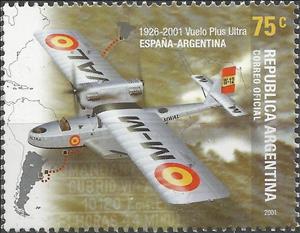 Stamp, Plus Ultra, Argentina,  , Aviation, Famous People, Pilots, Aircraft