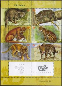 Mini Sheet, Endemic Cats, Argentina,  , Animals (Fauna), Cats, Mammals