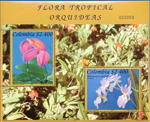 Souvenir Sheet, Masdevallia ignea - Miltoniopsis vexillaria, Colombia,  , Flowers, Orchids, Plants (Flora)