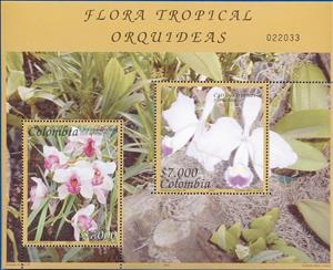 Souvenir Sheet, Cattleya dowana - Cattleya trianaei, Colombia,  , Orchids, Plants (Flora)