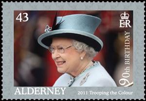 Stamp, Trooping the colour, Alderney,  , Queens