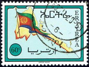 Stamp, Eritrean Flag and Map, Eritrea,  