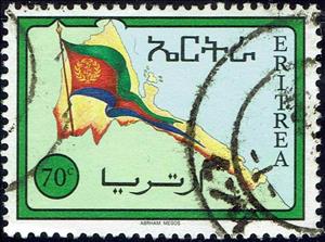 Stamp, Eritrean Flag and Map, Eritrea,  