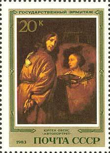 Stamp, Sef-portrait Jurgens Ovens, Soviet Union, USSR,  , Paintings, Art