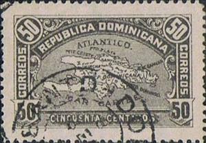Stamp, Map of Hispaniola Island, Dominican Republic,  , Maps