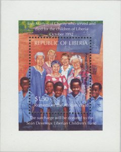 Souvenir Sheet, Nuns killed in Oct 1992, Liberia,  