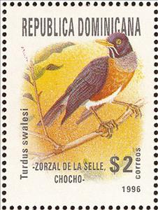 Stamp, Tursus swalesi, Dominican Republic,  , Animals (Fauna), Birds