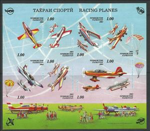 Mini Sheet, Racing planes, Tajikistan,  , Aviation
