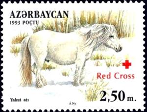 Stamp, Yakut Horse (Equus ferus caballus), Azerbaijan,  , Animals (Fauna), Horses, Mammals, Red Cross and Red Crescent