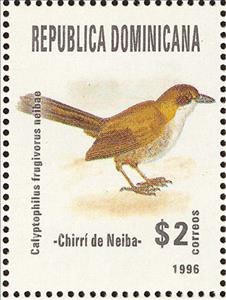 Stamp, Calyptophylus frugivorus neibae, Dominican Republic,  , Animals (Fauna), Birds