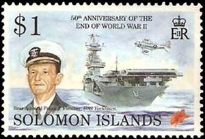 Stamp, Rear Adm. Frank J. Fletcher, USS Yorktown., Solomon Islands,  , Admirals, Air Forces, Navies, Second World War, Aircraft