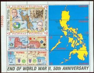 Souvenir Sheet, End of World War II - 50th Anniversary, Philippines,  , Second World War