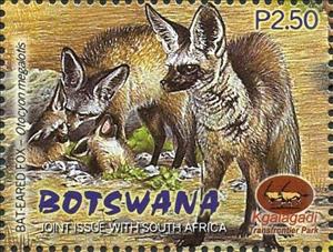 Stamp, Bat-eared fox, Botswana,  , Animals (Fauna), Foxes