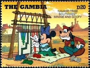 Stamp, Minnie, Goofy, Navaho, Gambia,  , Disney