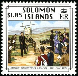 Stamp, Marconi demonstration Salisbury Plain, Solomon Islands,  , Radio, Telecommunication