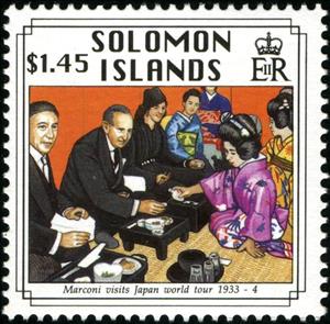 Stamp, Marconi visits Japan, Solomon Islands,  , Radio, Telecommunication