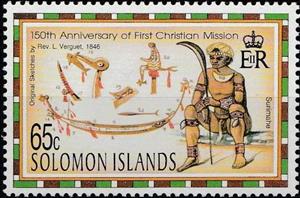 Stamp, Rev. L. Verguet, 1846, Solomon Islands,  , Religion