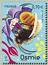 Stamp, Osmie, France,  , Animals (Fauna), Bees, Flowers, Insects, Plants (Flora)