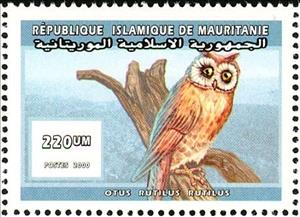 Stamp, Rainforest Scops Owl - Otus rutilus, Mauritania,  , Animals (Fauna), Birds, Birds of Prey, Owls