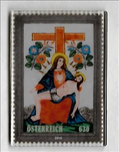 Stamp, Pietà with cross, Austria,  , Christian, Crosses, Glass and Earthenware, Paintings