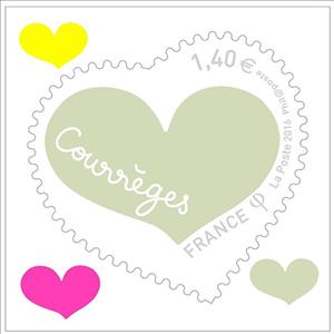 Stamp, Heart Courrèges ahésif 1.40 €, France,  , Hearts