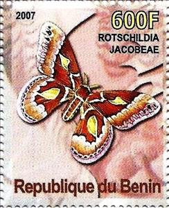 Stamp, Rotschildia jacobeae, Cinderellas,  , Butterflies, Insects