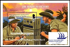 Souvenir Sheet, Coastal observers transmitt intelligence information, Solomon Islands,  , Radio, Telecommunication