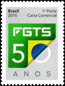 Stamp, 50 Years FGTS, Brazil,  