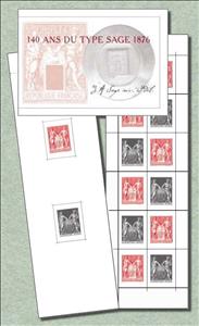Booklet, Booklet () 140 years of the type Sage 1876, France,  