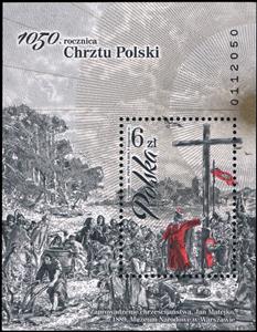Souvenir Sheet, 1050th anniversary of the Baptism of Polish, Poland,  