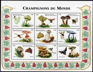 Mini Sheet, Mushrooms and insects, Guinea,  , Animals (Fauna), Insects, Mushrooms