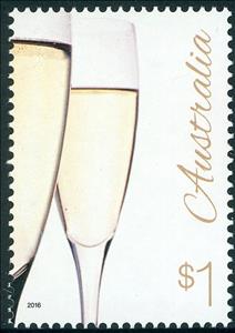 Stamp, Champagne Glasses, Australia,  , Wine