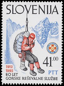 Stamp, 80 years of Mountain Rescue Service, Slovenia,  , Rescue Services, Rescue Squads