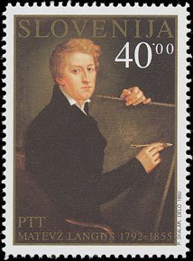 Stamp, 200.Birthday of Matevz Langus, Slovenia,  , Painters